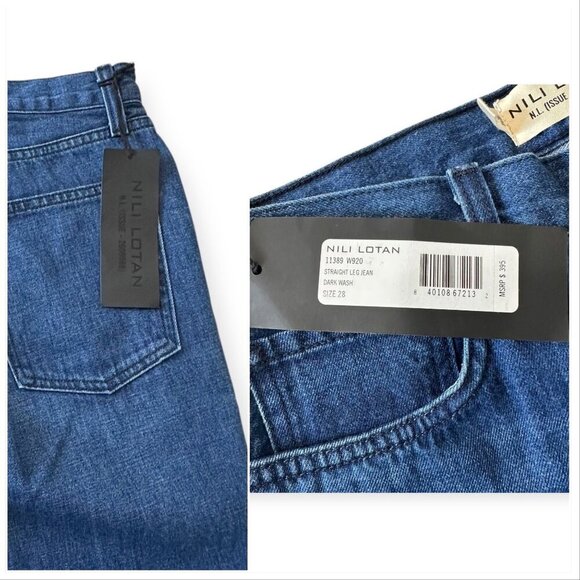 Nili Lotan Straight Leg Jeans Dark Wash Blue Denim Mid-Rise, Size 28 - MSRP $395 - Picture 5 of 14